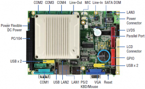 VDX2-6526-512 Vortex86DX2 800MHz CPU Module with 512MB RAM, VGA, LCD, LVDS, 3xLAN, 4xCOM, 5xUSB, Audio, GPIO, PWMx12, operating temp -20..70 C