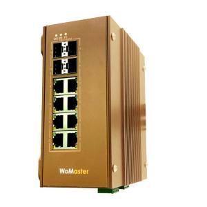 DS412-V2 Indastrial Ethernet Switch, 8x100/1000Base-T, 4x100/1000MBase SFP, 1xUSB, COM, 1xDI, 1xDO, L2 Managed, ERPS v2, 10..60VDC, -40..85 C Operating Temperature