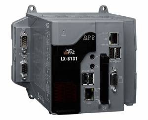 LX-8131 PC-compatible industrial controller, RDC R3600 1.0 GHz CPU, 2GB DDR3, 32GB mSATA SSD, 8GB CF, VGA, 2xRS-232, 1xRS-485, 1xRS-232/485, 4xUSB, 2xEthernet, 1 Expansion Slot, Linux kernel 3.2
