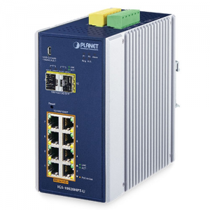 IGS-10020HPT-U Industrial Managed Switch IP30 8-port 10/100/1000BASE-T with PoE+ Switch, 2-port 100/1000/2500BASE-X mini-GBIC SFP, 1xUSB, 2xDI, 2xDO, 12..54 VDC, Operating Temperature -40..75 C