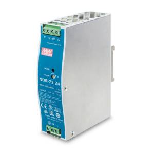 PWR-75-24 Industrial Power Supply Slim Type for DIN-Rail Mounting, 75W, 24VDC Out, Input 85-264 VAC, -20...+70C Operating temperature