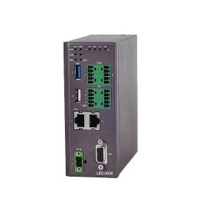 LEC-3030A Fanless Industrial DIN-Rail System, Intel Celeron N2807 1.58GHz, up to 4GB DDR3L SO-DIMM, VGA, 2x GbE RJ45, 2x isolated RS-232/422/485, 2xUSB, 1 x 2.5&quot; SATA Drive Bay, 12...36V DC-In, -20C to 55C Operating Temperature