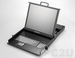 AMK801-17PB 1U, 17&quot; LCD-Keyboard Drawer, Single Rail, with 1.8m KVM VGA/PS2 Cable, 1 port PS2 KVM, TouchPad, Single Rail, steel