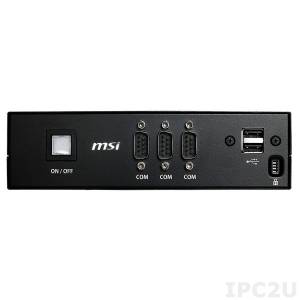 MS-9A78-J1900 Embedded Computer, Intel Celeron J1900 2GHz, up to 8GB DDR3 SODIMM, HDMI, VGA, 5xCOM, 2xGbit LAN, 6xUSB, 1xMini-PCIe Audio, 12V DC-In, Power Adapter
