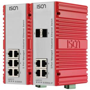IS-DG506-2F Industrial 6-port Din-Rail Managed Ethernet switch with 4x 1000 Base-TX and 2x 1000 Base-FX SFP Slot, -40...+75 C operating temperature, +12...+58VDC-in, Dual DC Power Input