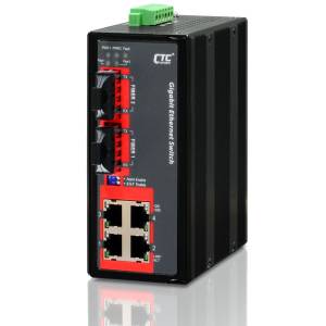 IGS-402F-E-SC040 Industrial Unmanaged Gigabit Ethernet Switch with 4x 1000 Base-T Ports, 2x 1000 Base-X SC 40km SM ports, 9.6...60VDC-In, -40..+75C Operating Temperature