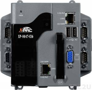 XP-8047-CE6 PC-compatible AMD LX 800 500MHz Industrial Controller, 4Gb Flash, 512 MB DDR, 5xRS-232/485, 2xEthernet, Win CE 5.0, with no Expansion Slots, OS Windows Embedded CE 6.0, IsaGraf